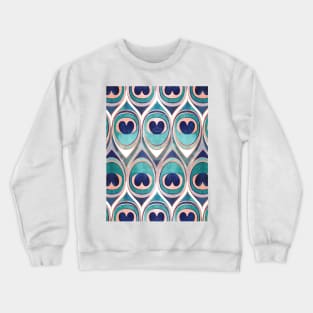 Peacock Feathers Eye // pattern // teal blue and metal coral rose Crewneck Sweatshirt